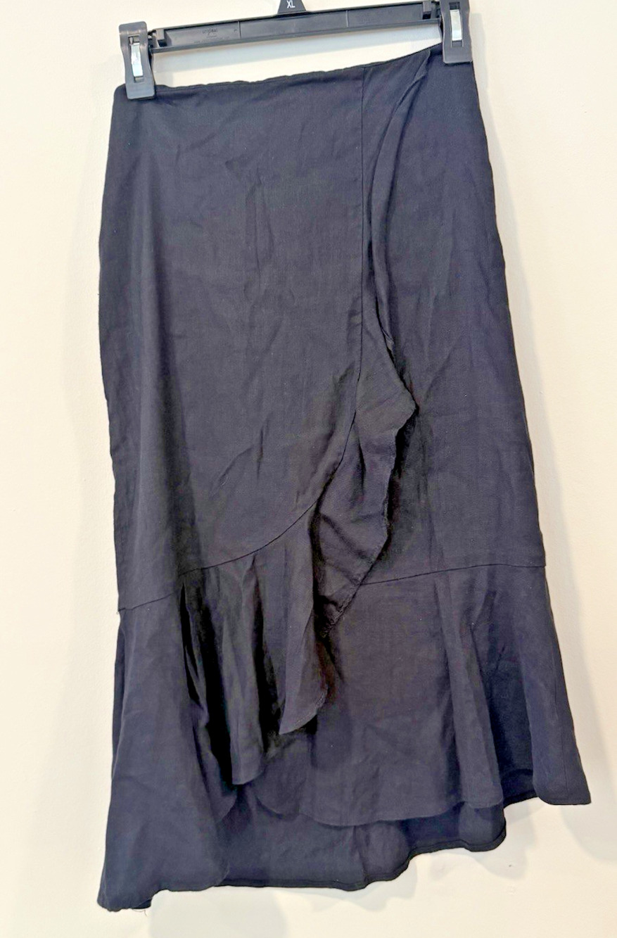 Aritzia Women's Babaton Asymmetrical Side Ruffle Linen Skirt Size 2-3048
